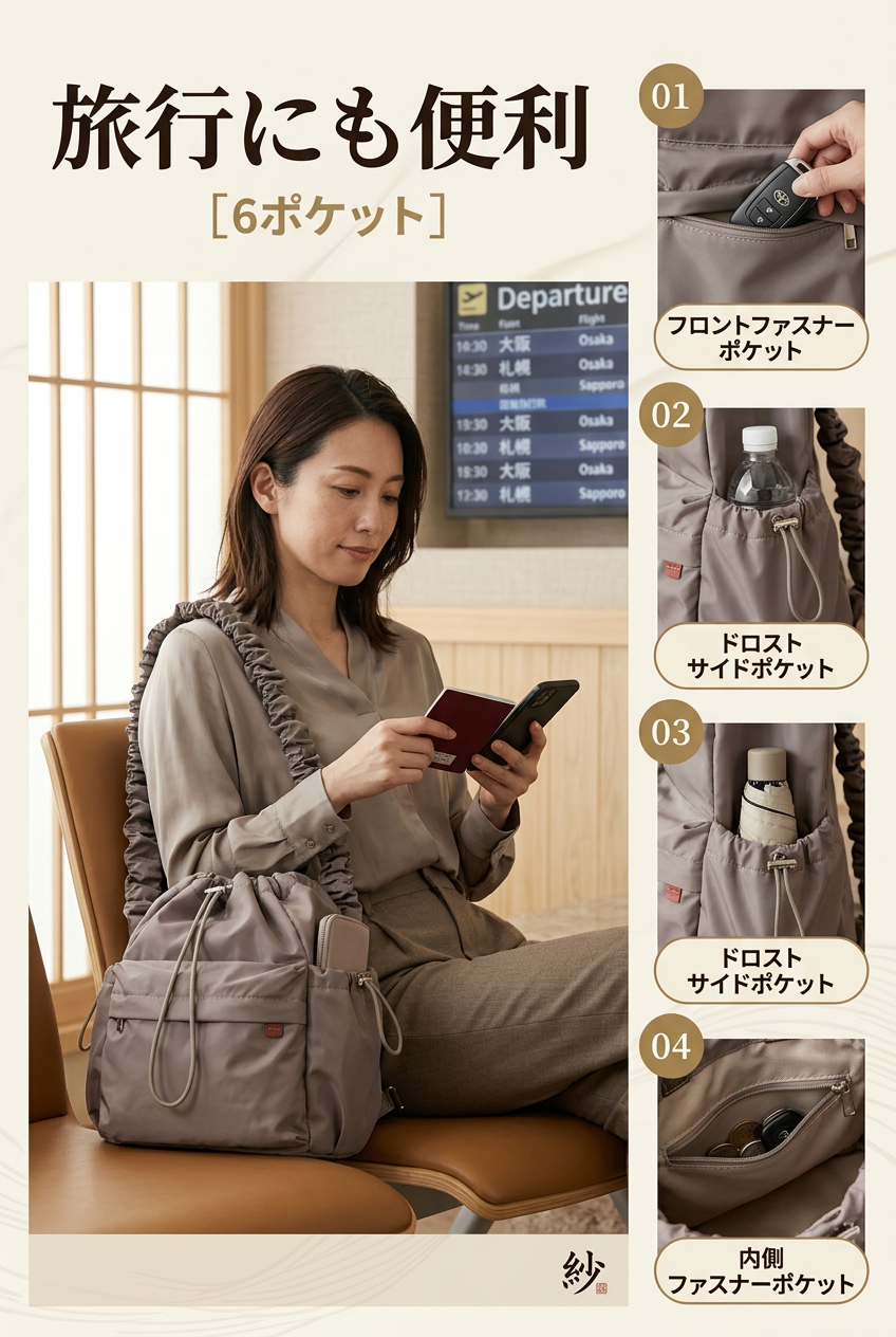 MIYORA™ 大人可愛い巾着ショルダーバッグ